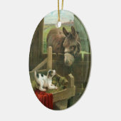 Donkey & Puppy Dog in Manger Old Barnyard Keramisch Ornament (Links)