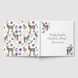 Donkey Purple Floral Rustic Wedding Gastenboek