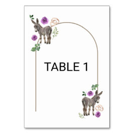 Donkey Purple Floral Rustic Wedding Kaart