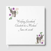 Donkey Purple Floral Wedding Guest Book Gastenboek (Voorkant)