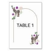 Donkey Purple Floral Wedding Table Number Card Kaart (Achterkant)