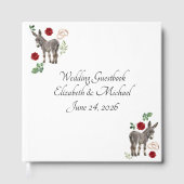 Donkey Red Floral Rustic Wedding Guest Book Gastenboek (Voorkant)