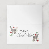 Donkey Red Floral Rustic Wedding Plaatskaartje (Buitenkant ongevouwen)