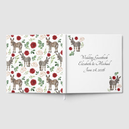 Donkey Red Floral Wedding Guest Book Gastenboek