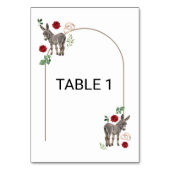 Donkey Red Floral Wedding Table Number Card Kaart (Achterkant)