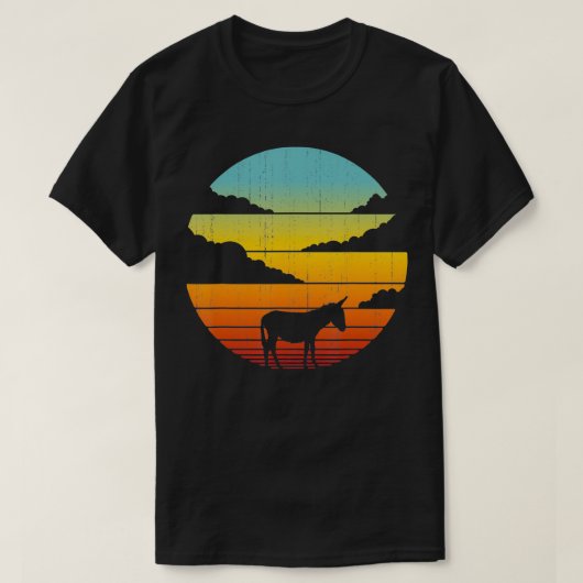 Donkey Retro  60s 70s Sunset Boerderij Animal Fa T-shirt (Design voorkant)