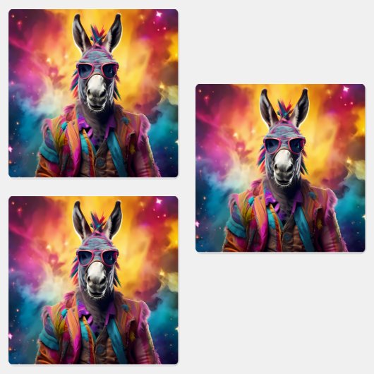 Donkey Roze Bril, Regenboog Haar Labels (Groep)