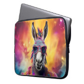 Donkey Roze Bril, Regenboog Haar Laptop Sleeve (Voorkant Links)