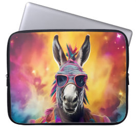 Donkey Roze Bril, Regenboog Haar Laptop Sleeve