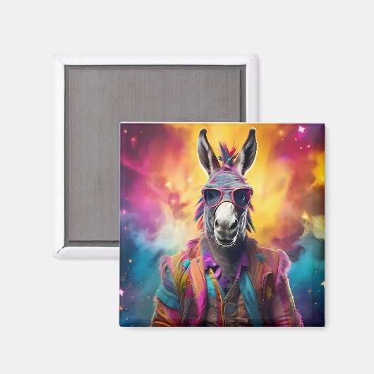 Donkey Roze Bril, Regenboog Haar Magneet (Voorkant / Achterkant)