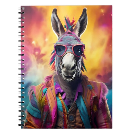 Donkey Roze Bril, Regenboog Haar Notitieboek (Voorkant)
