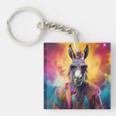 Donkey Roze Bril, Regenboog Haar Sleutelhanger (Voorkant)