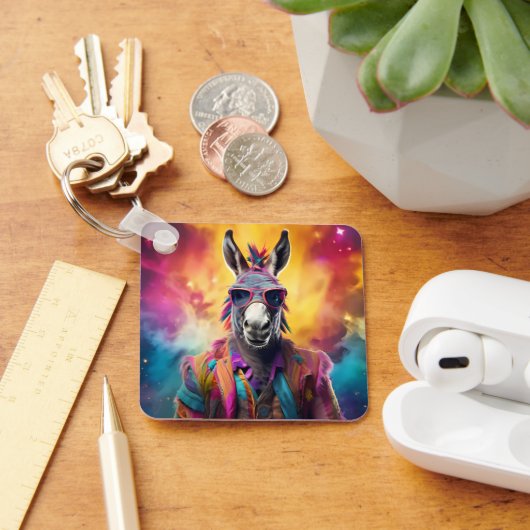 Donkey Roze Bril, Regenboog Haar Sleutelhanger (Bureau)