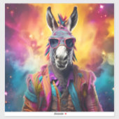 Donkey Roze Bril, Regenboog Haar Sticker (Vel)