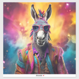 Donkey Roze Bril, Regenboog Haar Sticker