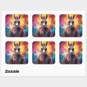 Donkey Roze Bril, Regenboog Haar Vierkante Sticker (Vel)