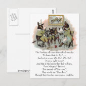 Donkey School Antiek Illustratie Briefkaart (Voorkant / Achterkant)