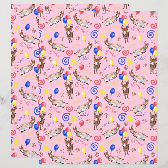Donkey Scrapbook Paper in Pink (Voorkant / Achterkant)