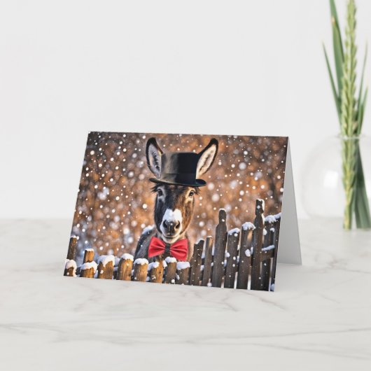 Donkey Seasons Greetings Christmas Holiday  Kaart (Voorkant)