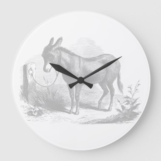 Donkey Sketch Wall Clock Grote Klok (Voorkant)