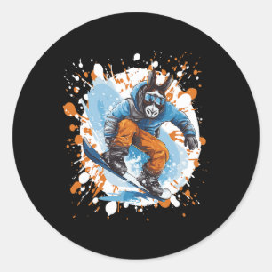 Donkey Snowboard voor dieren Ronde Sticker