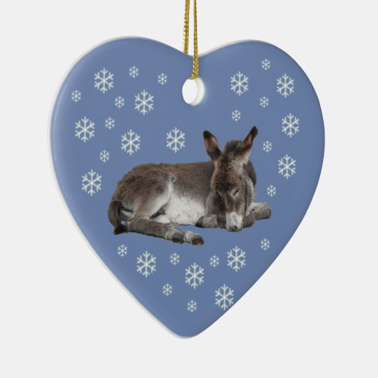 Donkey Snowflakes op Blue Keramisch Ornament (Rechts)