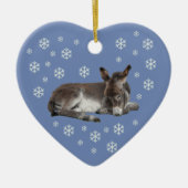 Donkey Snowflakes op Blue Keramisch Ornament (Voorkant)