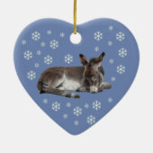 Donkey Snowflakes op Blue Keramisch Ornament (Achterkant)