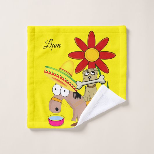Donkey Sombrero Mexican Hands Bathroom Towel sets Bad Handdoek (Wasdoekje)