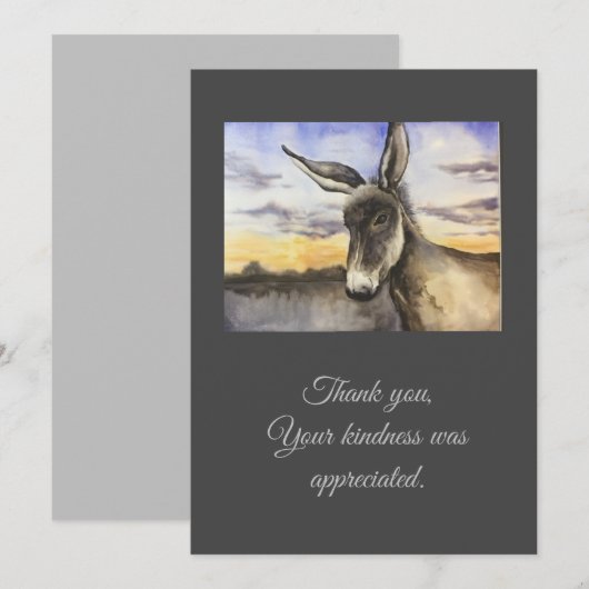 Donkey Sunrise Flat Dank je wel Bedankkaart (Voorkant / Achterkant)