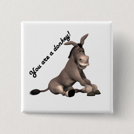 Donkey Vierkante Button 5,1 Cm (Voorkant)