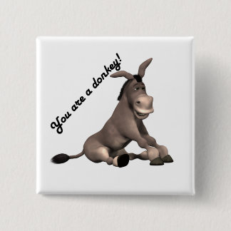 Donkey Vierkante Button 5,1 Cm