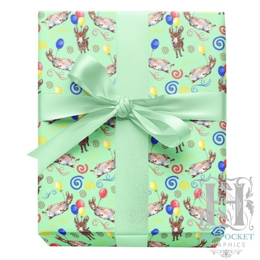 Donkey Wrapping Paper in Green Cadeaupapier