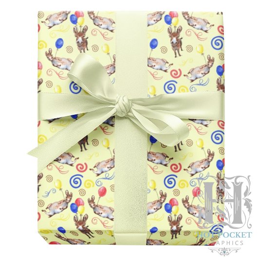 Donkey Wrapping Paper in Yellow Cadeaupapier