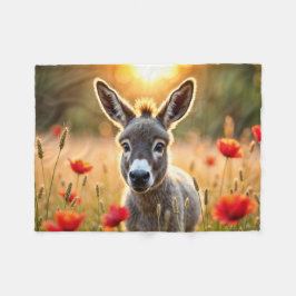 Donkey zomerharmonie landelijke landschapskunst fleece deken