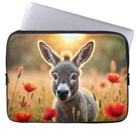 Donkey zomerharmonie landelijke landschapskunst laptop sleeve
