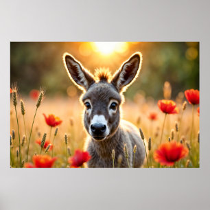 Donkey zomerharmonie landelijke landschapskunst poster