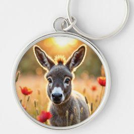 Donkey zomerharmonie landelijke landschapskunst sleutelhanger