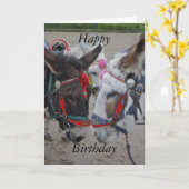 Donkeys at the Seaside Happy Birthday Card Kaart (Gele Bloem)