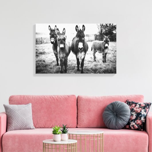 Donkeys in a Field Canvas Afdruk (Insitu (Woonkamer))