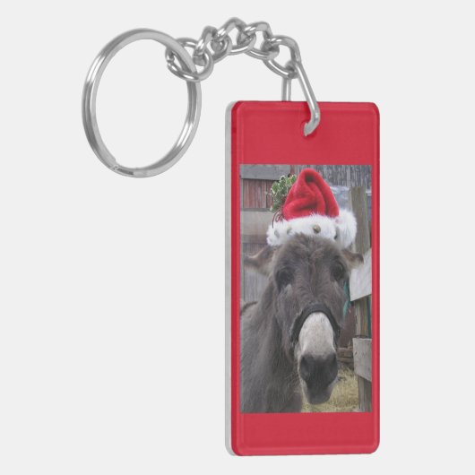 "Donkeys maken geweldige Santas!" Sleutelhanger (Voorkant Links)