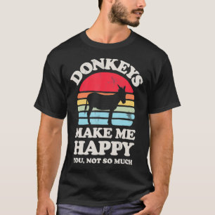 Donkeys maken me blij Funny Donkey Retro F T-shirt