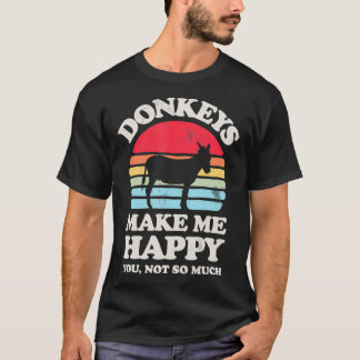 Donkeys maken me blij Funny Donkey Retro F T-shirt