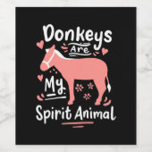 Donkeys zijn mijn levende dieren wijn etiket (Enkel label)