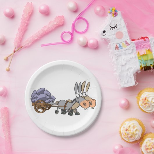 Donkies Pulling A Cart Papieren Bordje (Feest)