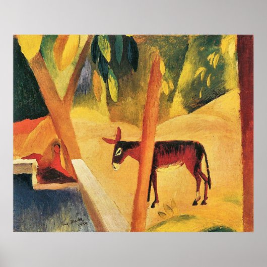 Donkoenen in de palmen door August Macke Poster (Voorkant)