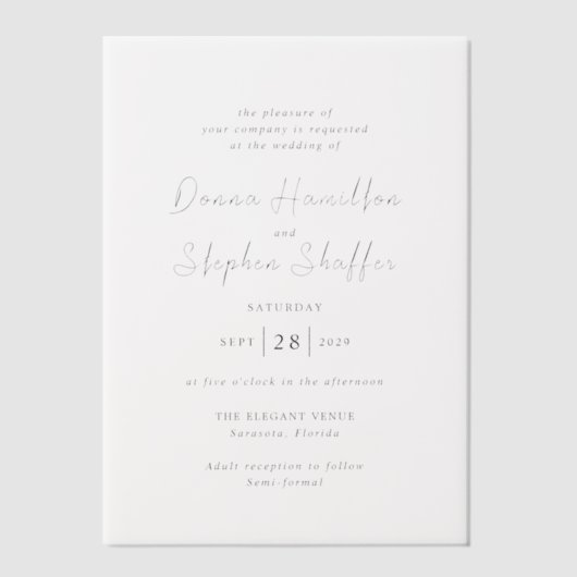 Donna Modern Wedding Vellum Uitnodigingen (Voorkant)