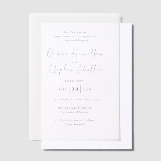Donna Modern Wedding Vellum Uitnodigingen (Offset)