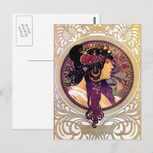 Donna Orechini van Alphonse Mucha Briefkaart (Voorkant / Achterkant)