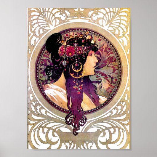 Donna Orechini van Alphonse Mucha Poster (Voorkant)